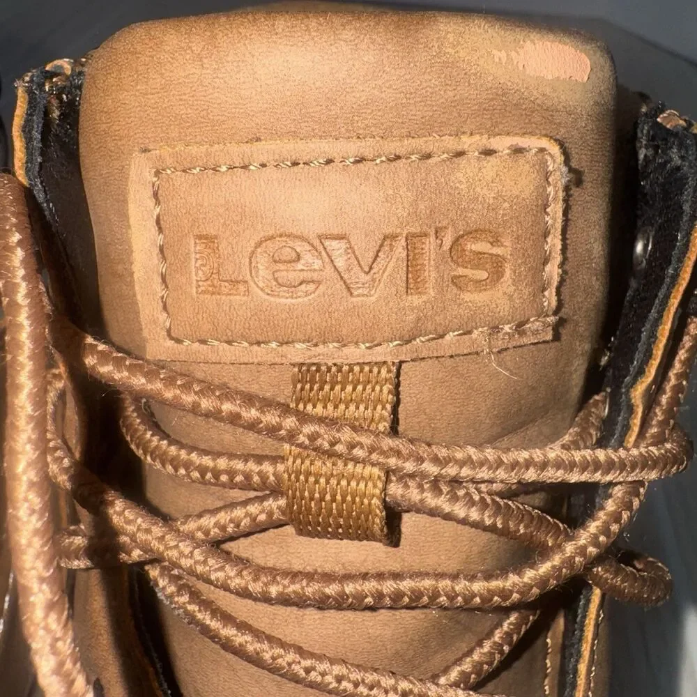 Levi's Boys Brown Lace-Up Ankle Boots Round Toe Solid Size US 1 Very Clean